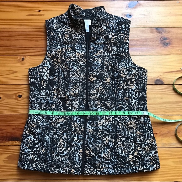 Weekends by Chico’s Black and Pastel Quilted Vest with Pockets, EUC, 1/M/L - Picture 8 of 13